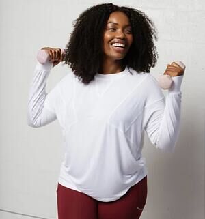 Mind Body Love by Peace World White Restore Tee Crew Long Sleeve Pullover Top XL